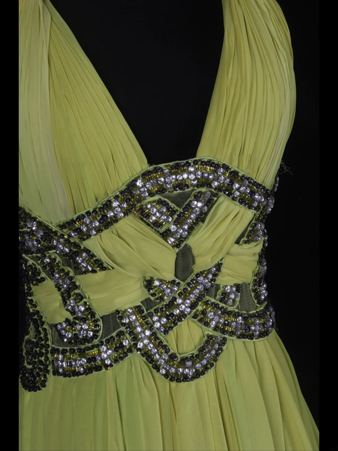 Vintage A line 80s Halter Ombre Yellow Grape Beads Chiffon With Beaded Ruffled Long Prom Dresses Inspo Birthday Outfit Formal Gowns AS348