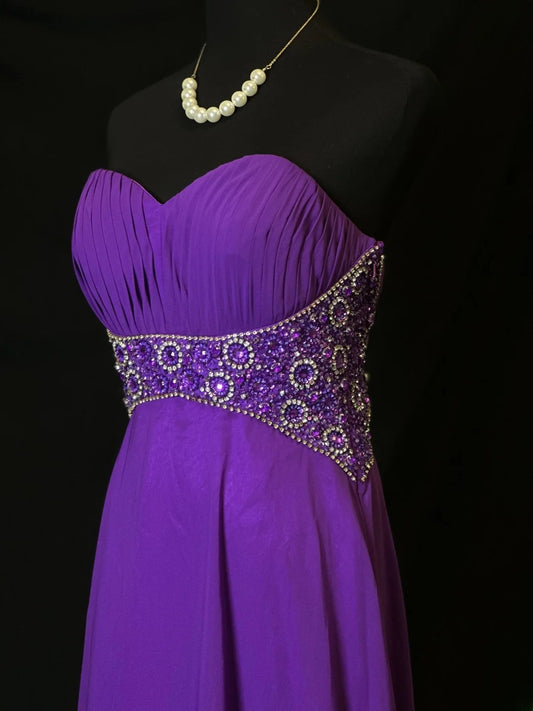 Vintage Prom Dresses A line Sweetheart Purple Chiffon With Beading 1950s Retro Classy Long Party Formal Outfits RB6179