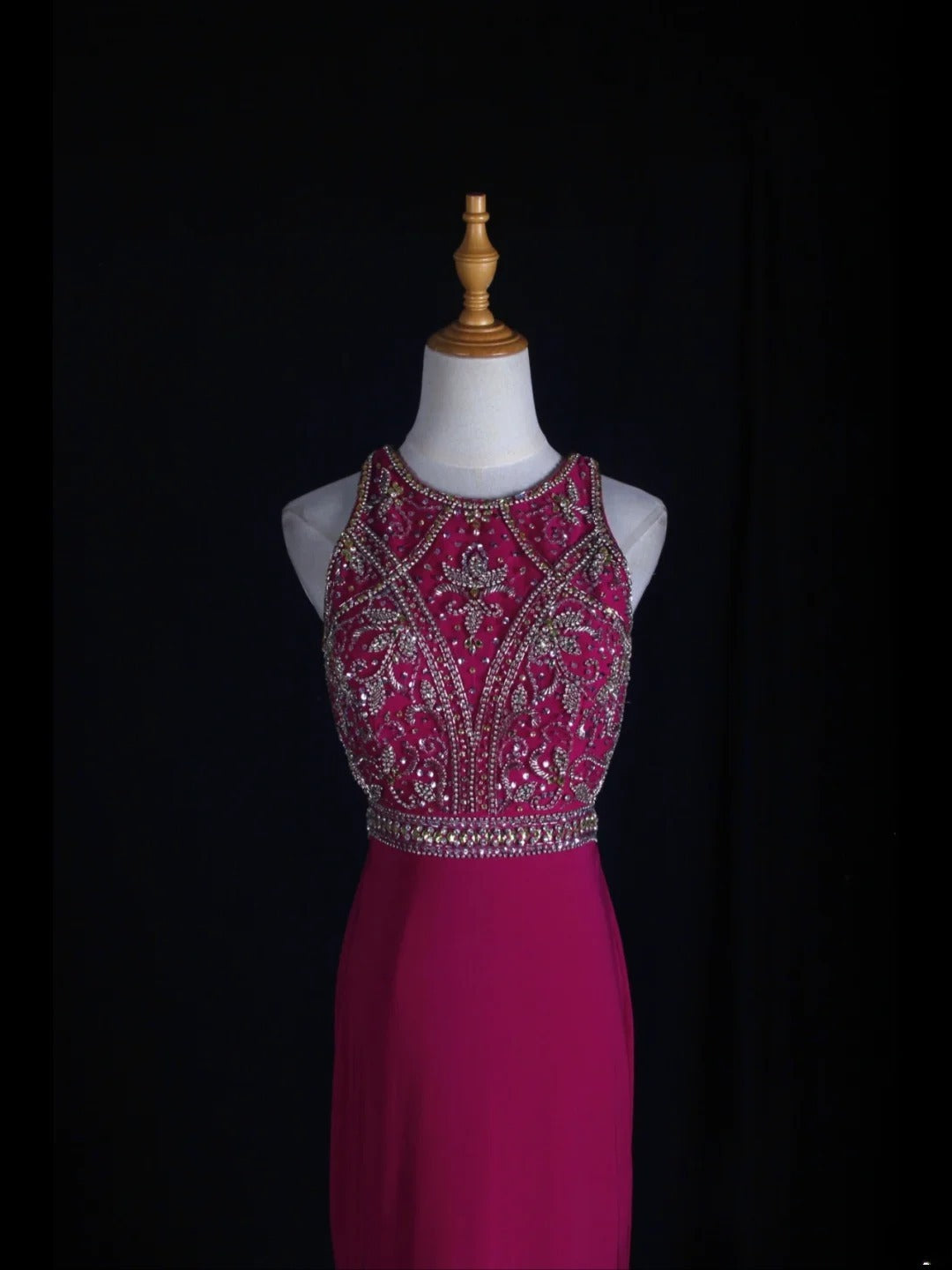 Vintage Mermaid 80s Scoop Hot Pink Backless Beads With Beaded Open Backs Long Prom Dresses Inspo Birthday Outfit Formal Gowns AS364