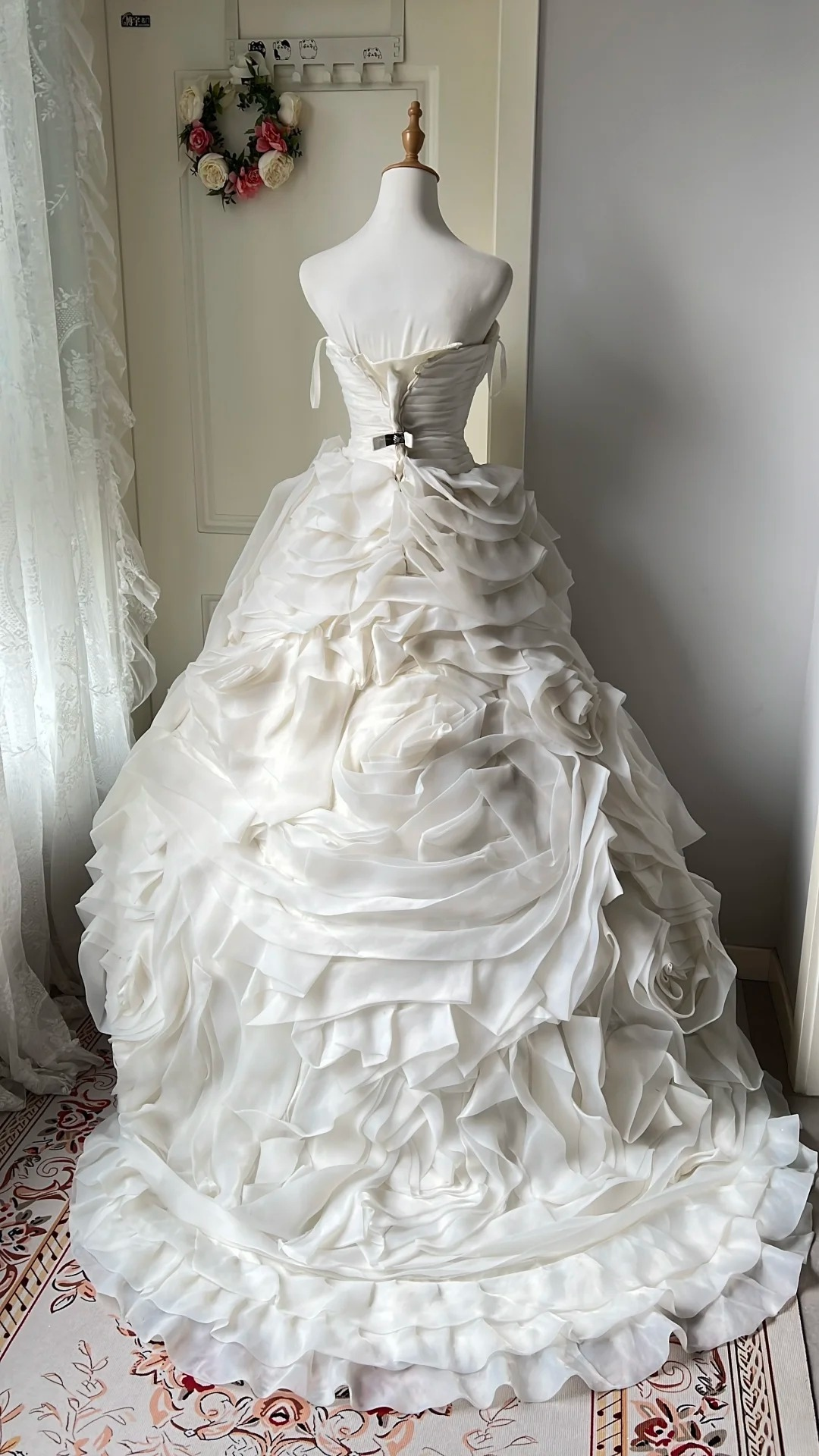 Timeless Wedding Dress Ball Gown Sweetheart White With Ruffled Flowers Long Bridal Gown RC0687