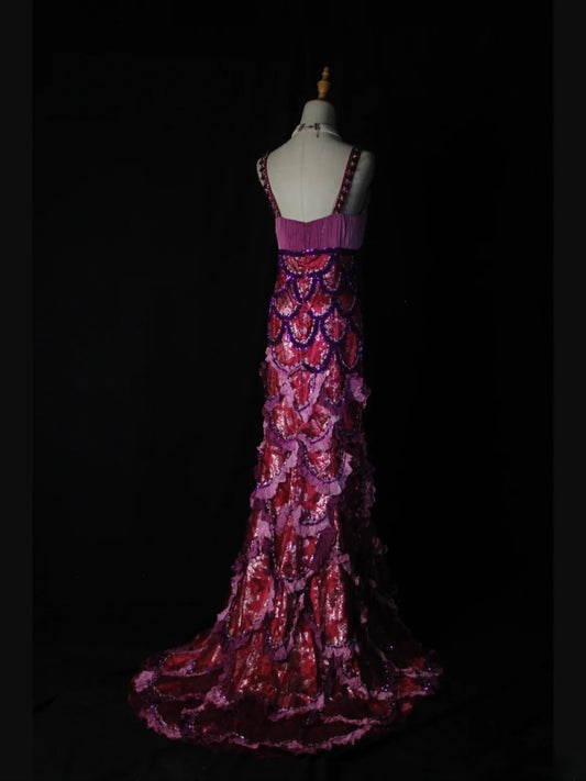 Vintage A Line 80s Sweetheart Lace Beads With Grape Beaded Long Prom Dresses Inspo Birthday Outfit Formal Gowns AS378