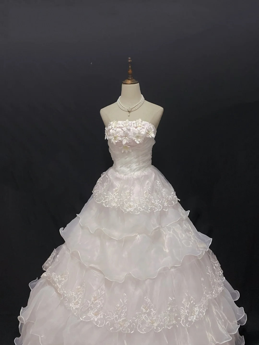 Fairytale Ball Gown Strapless Light Pink Tulle Long With Lace Quince Dress inspo Quinceanera Dresses Sweet 15 16 Outfits RB7838