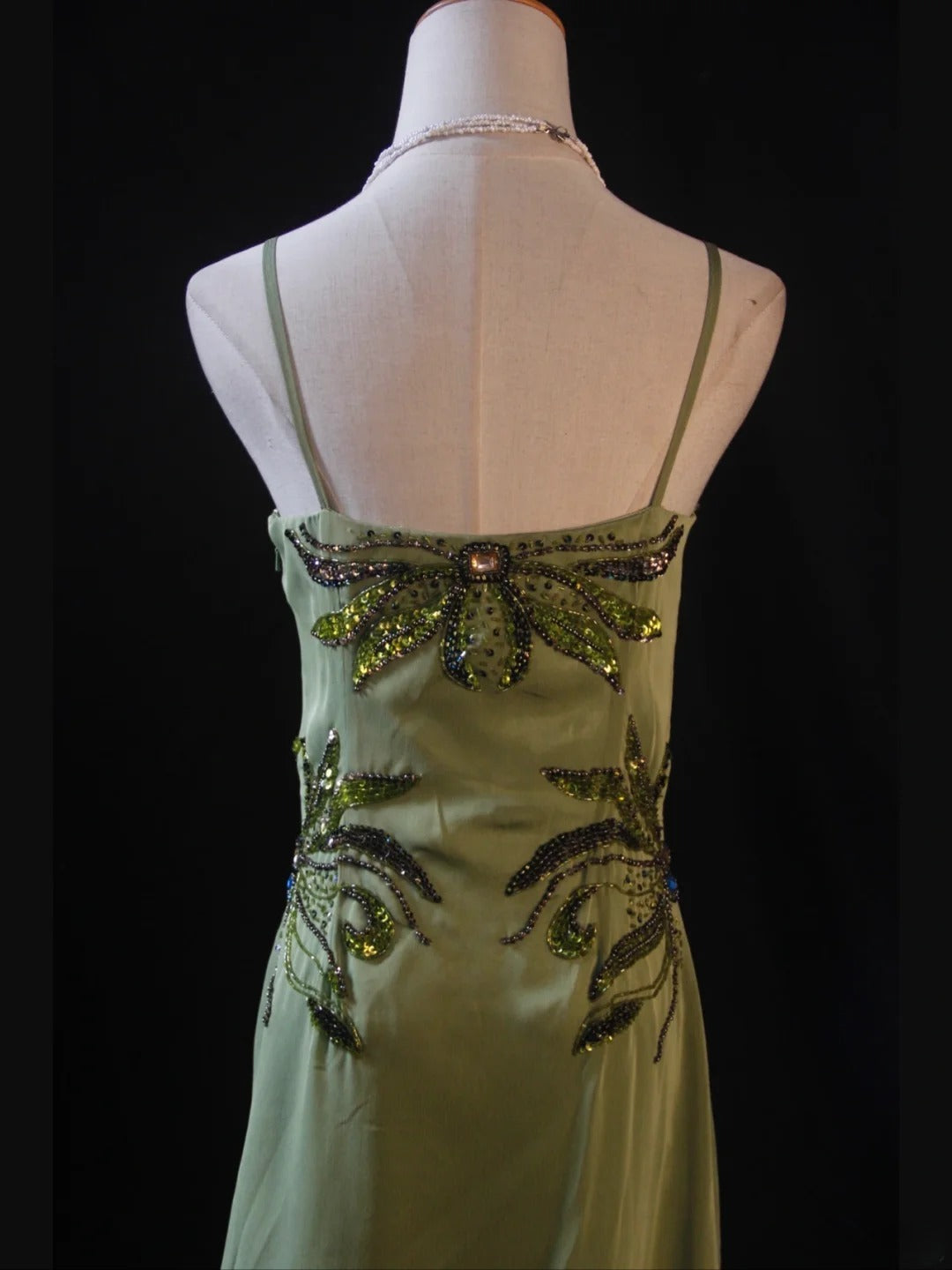 Retro 1950s A Line Spaghetti Straps Olive Green Chiffon With Beads Long Prom Dresses Inspo 21st Birthday Outfit Formal Gown AS412