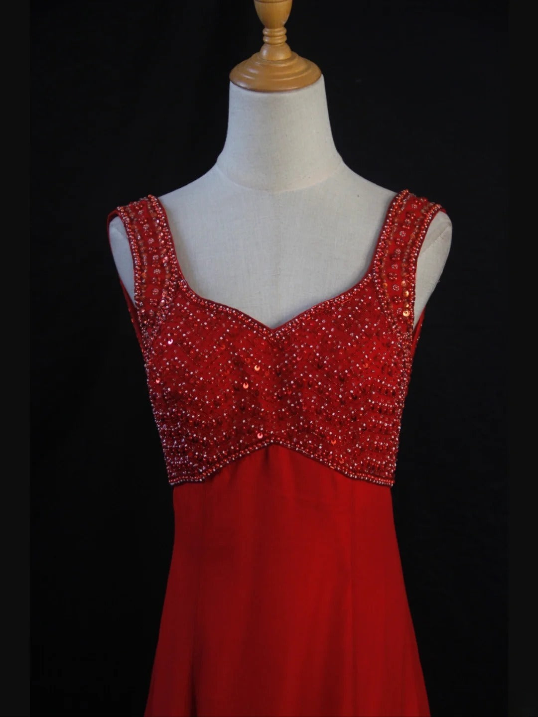 Vintage A Line Sweetheart Red Chiffon 1950s With Beaded Bodice Long Prom Max Dresses Inspo Birthday Outfit Formal Dress For Women AS419