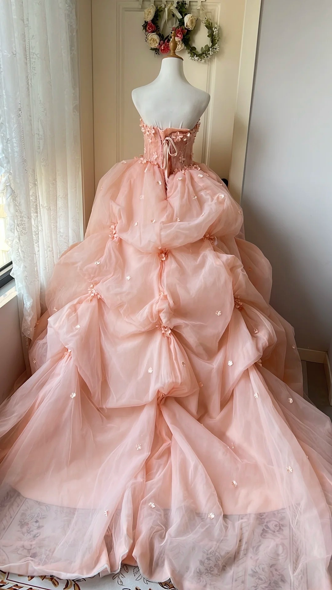 Sweet 16 Dress Ideas Ball Gown Strapless Blush Pink With Tiered Flowers Ball Gown Sweet Sixteen 16th Birthday Dresses RC0745