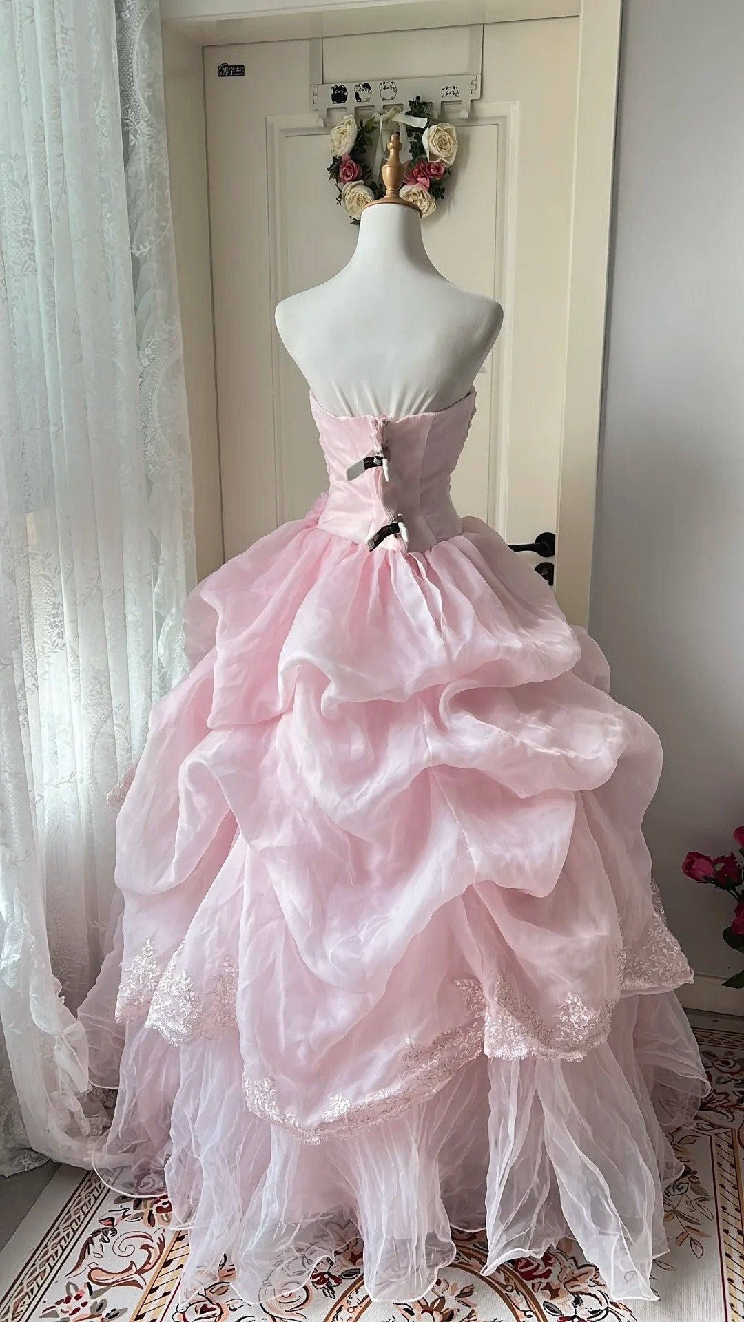 Sweet 16 Dress Ideas Ball Gown Sweetheart With Flowers Lace Pink Ball Gown Sweet Sixteen 16th Birthday Dresses RC0762