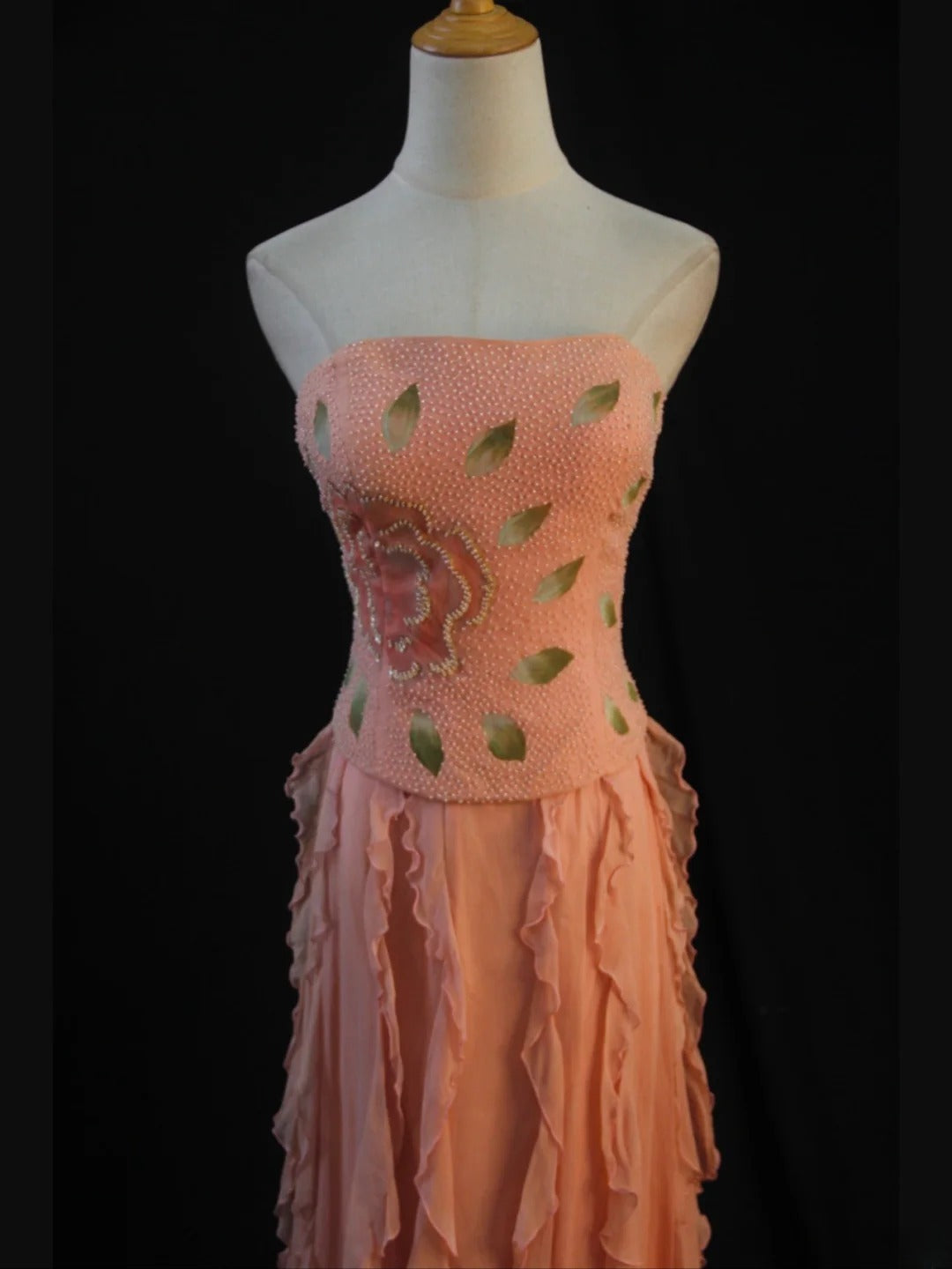Retro 1950s A Line Strapless Pink Chiffon With Beads Long Prom Dresses Inspo 22th Birthday Outfit Formal Dress AS449