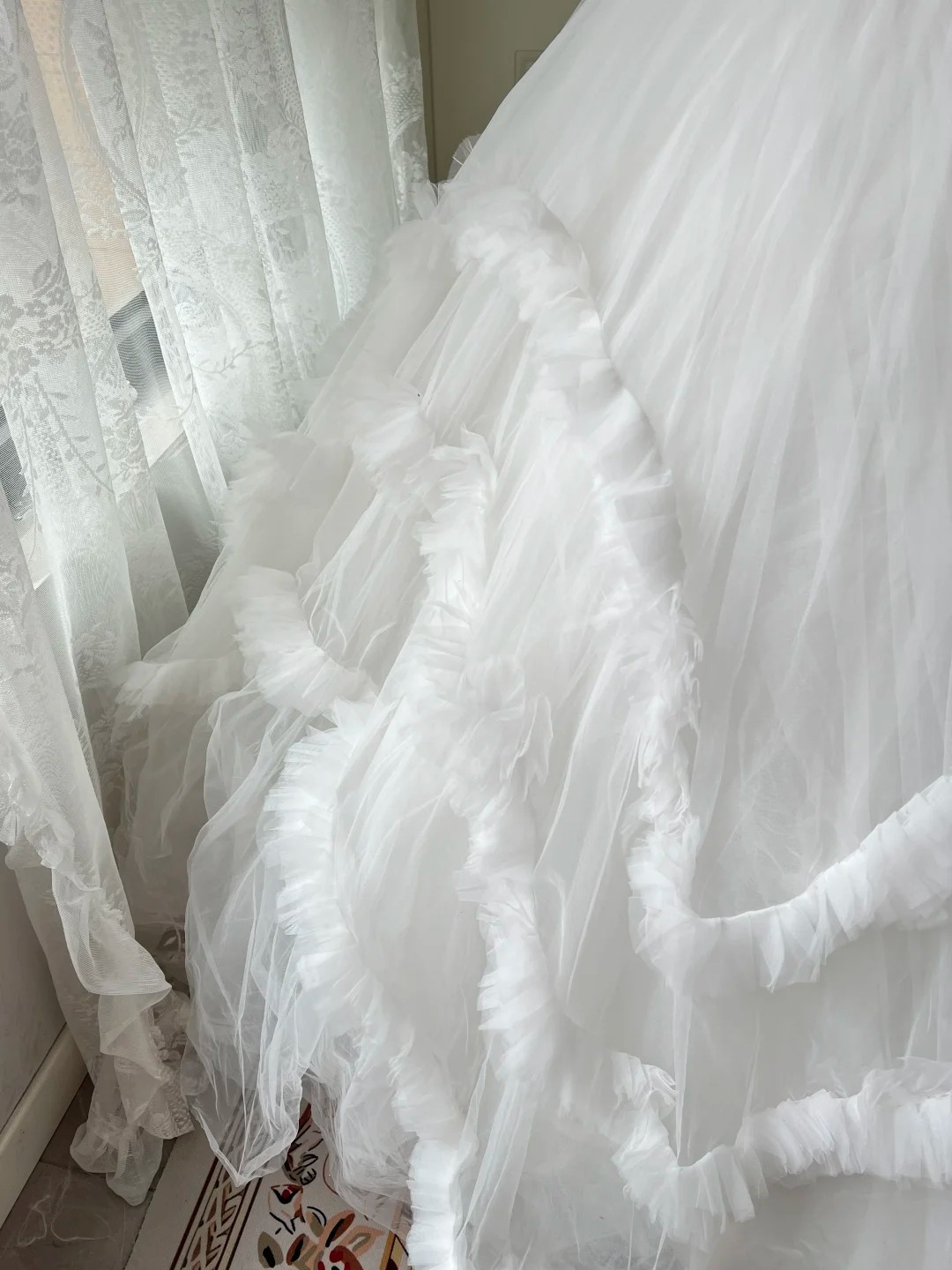 White Wedding Dress Ball Gown Off The Shoulder With Sleeves Tulle Long Bridal Gown RC0768
