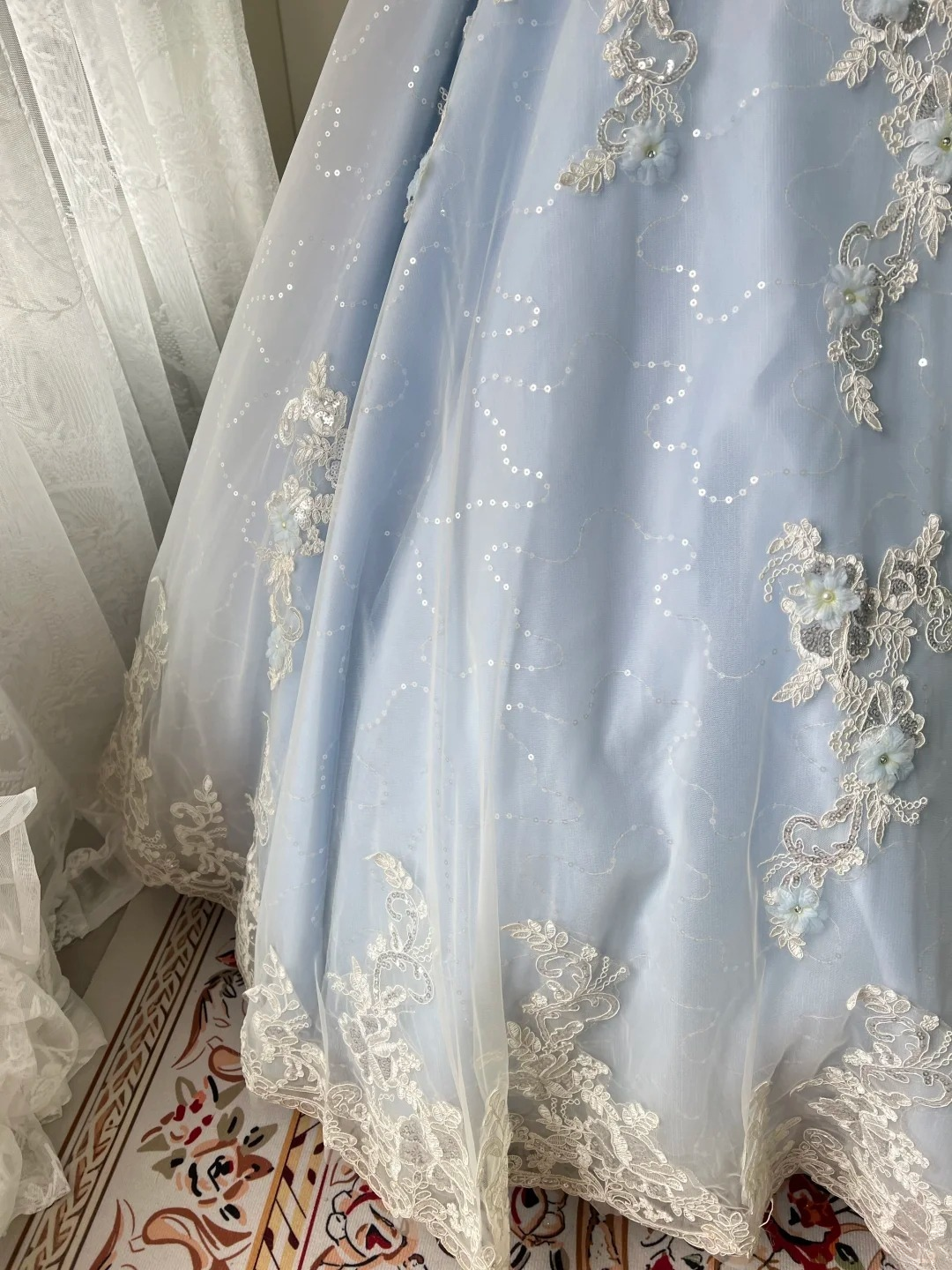 Sweet 15 Dress Quinceanera Dresses Ball Gown Spaghetti Straps Light Sky Blue With Lace Long 16th Birthday Outfits RC0772