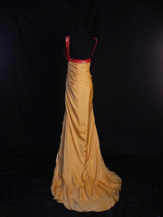 Vintage Mermaid V Neck Gold Sequins Chiffon 1950s With Ruffled Bodice Long Prom Dresses Inspo 18th Birthday Outfit Formal Gown AS469