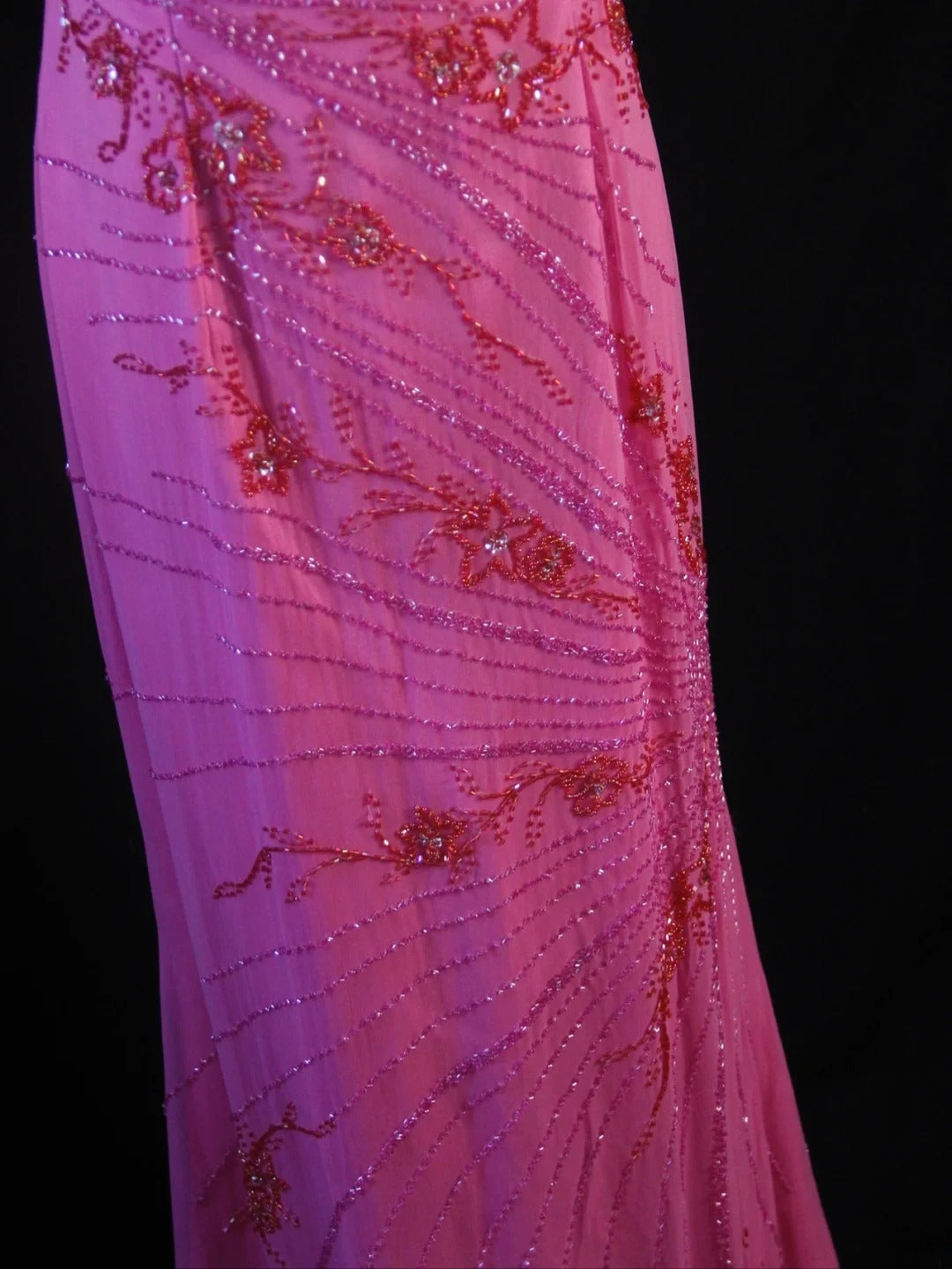 Retro 80s Mermaid Strapless Hot Pink Chiffon With Beadings Long Prom Dresses Inspo 22th Birthday Outfit Formal Dress AS474