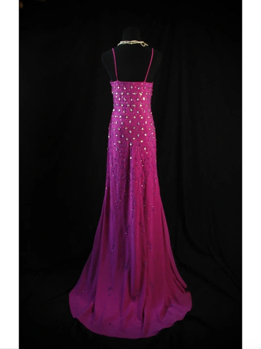 Vintage Mermaid Spaghetti Straps Fuchsia Chiffon 90s With Beadings Prom Max Dresses Inspo 19th Birthday Outfit Formal Dress For Women AS475