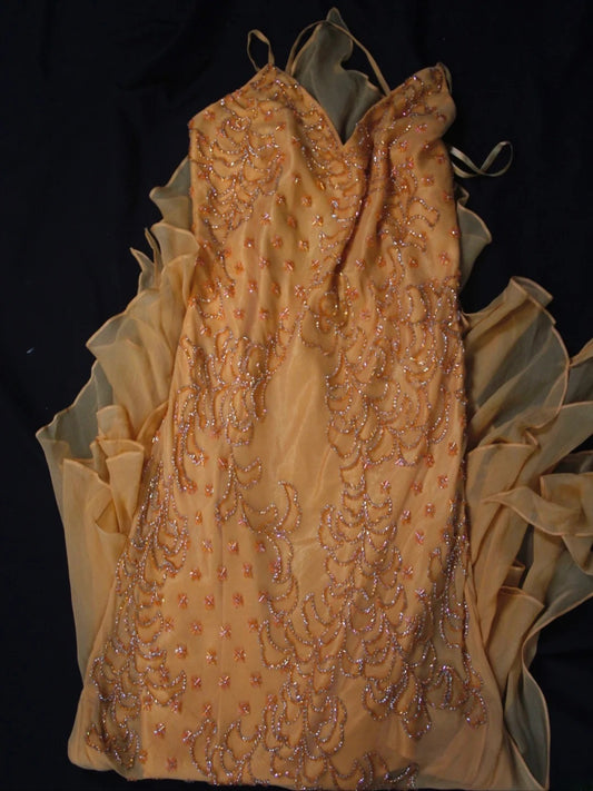 Vintage Mermaid Spaghetti Straps Orange Chiffon 1950s High Low Slim Prom Dresses Inspo 18th Birthday Outfit Formal Gown AS490