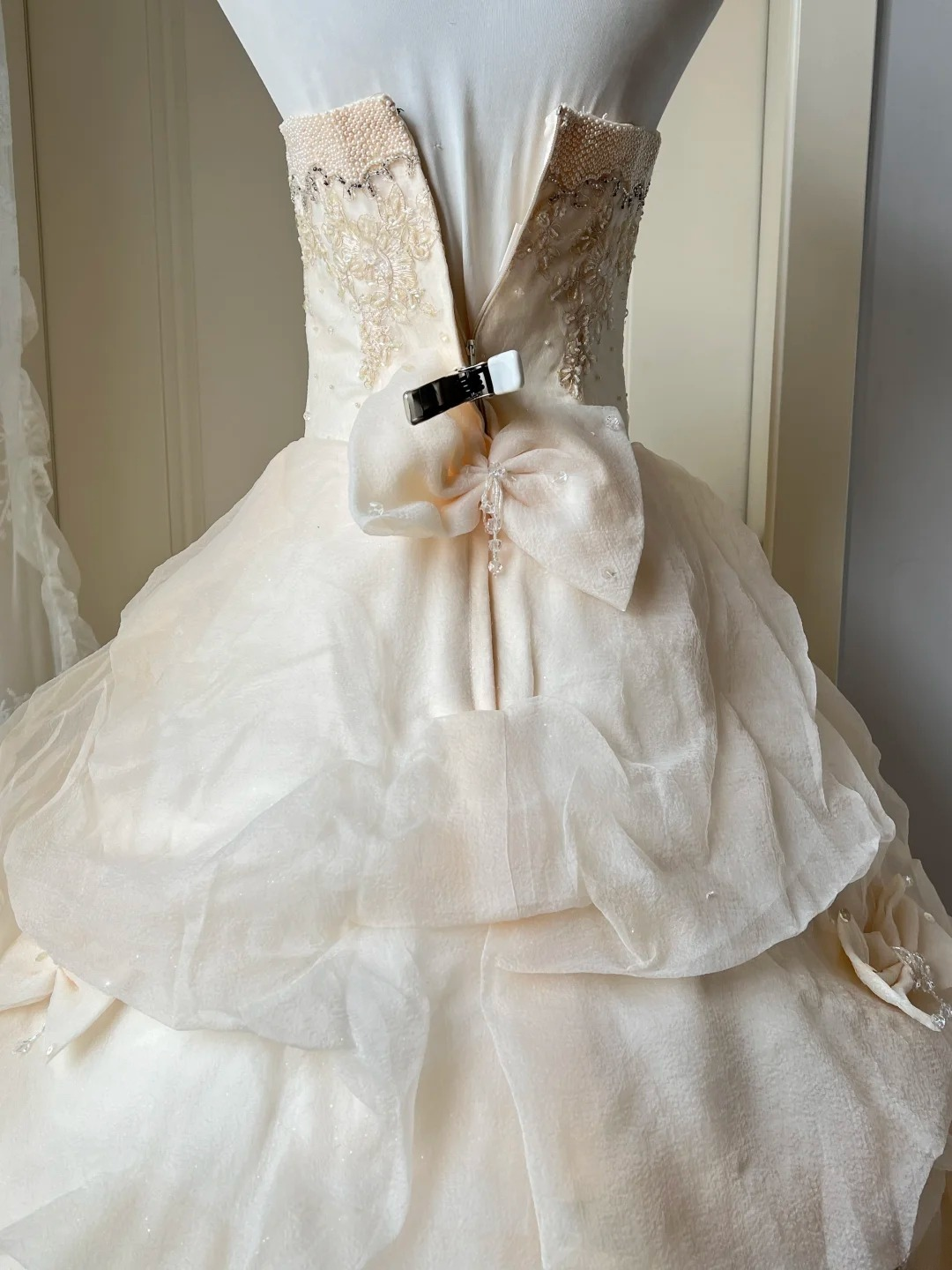 Sweet 16 Quinceanera Dress Strapless Daffodil Tiered Ball Gown With Bows Ruffled RC0810