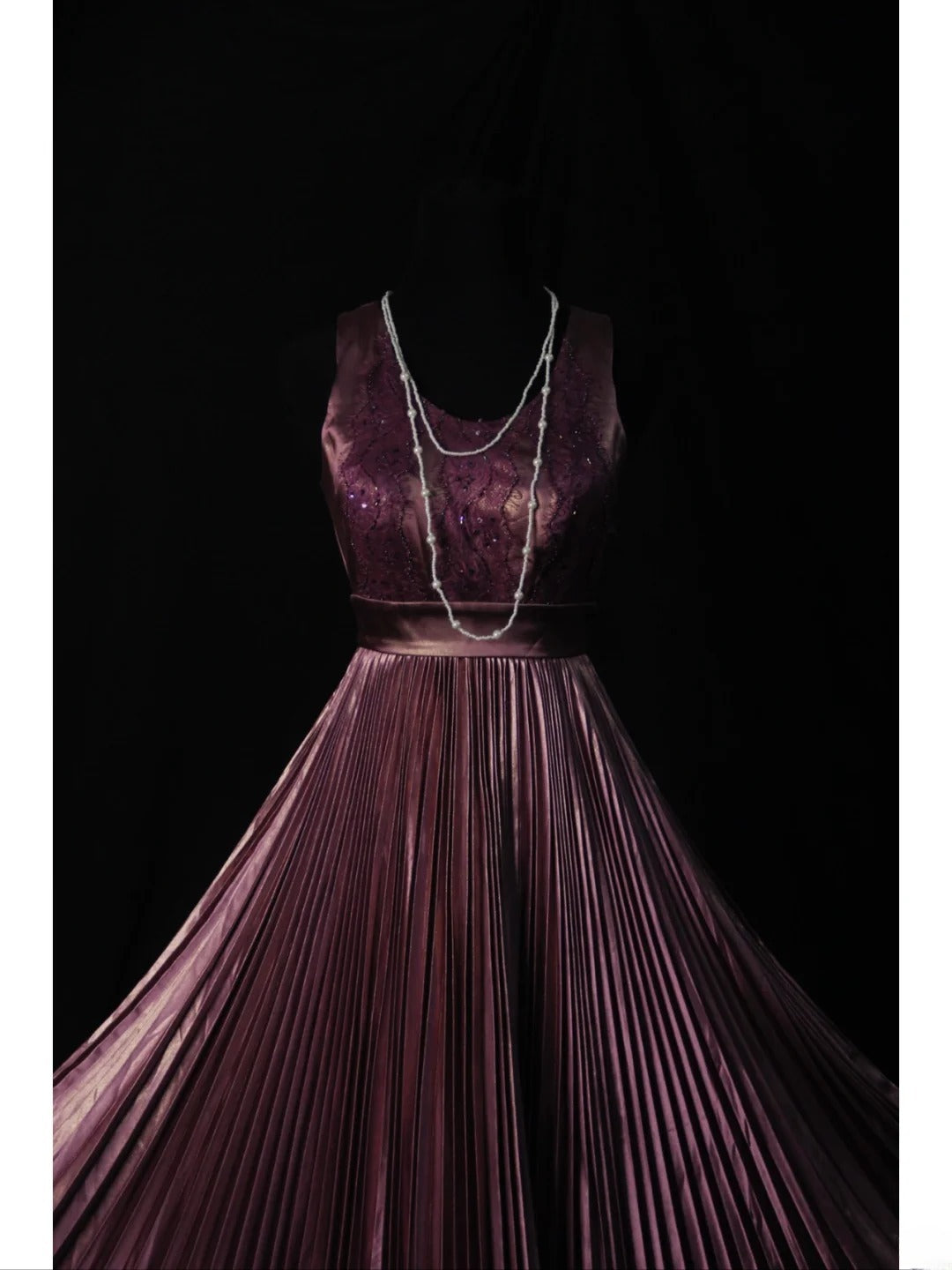 Vintage A Line Dusty Purple 1950s With Beads Pleated Bodice Long Prom Dresses Inspo 18th Birthday Outfit Formal Gown AS501
