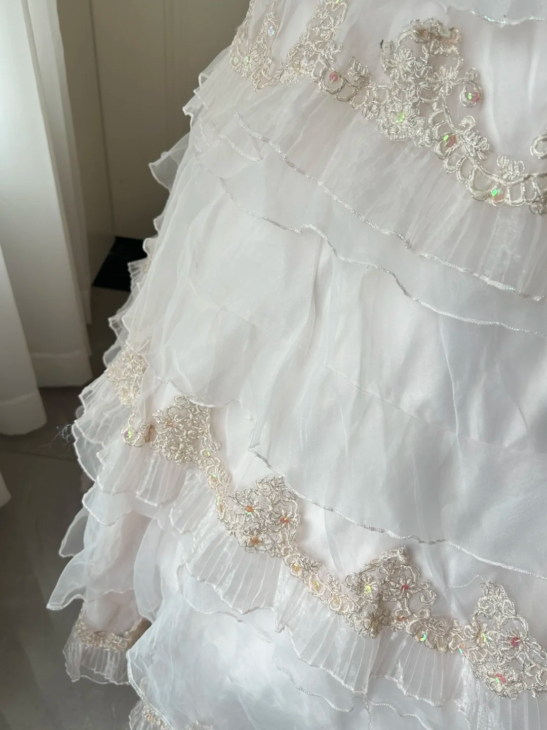Sweet 16 Quinceanera Dress Ball Gown Strapless Light Pearl Pink With Layers Tiered Birthday Party Gown RC0915