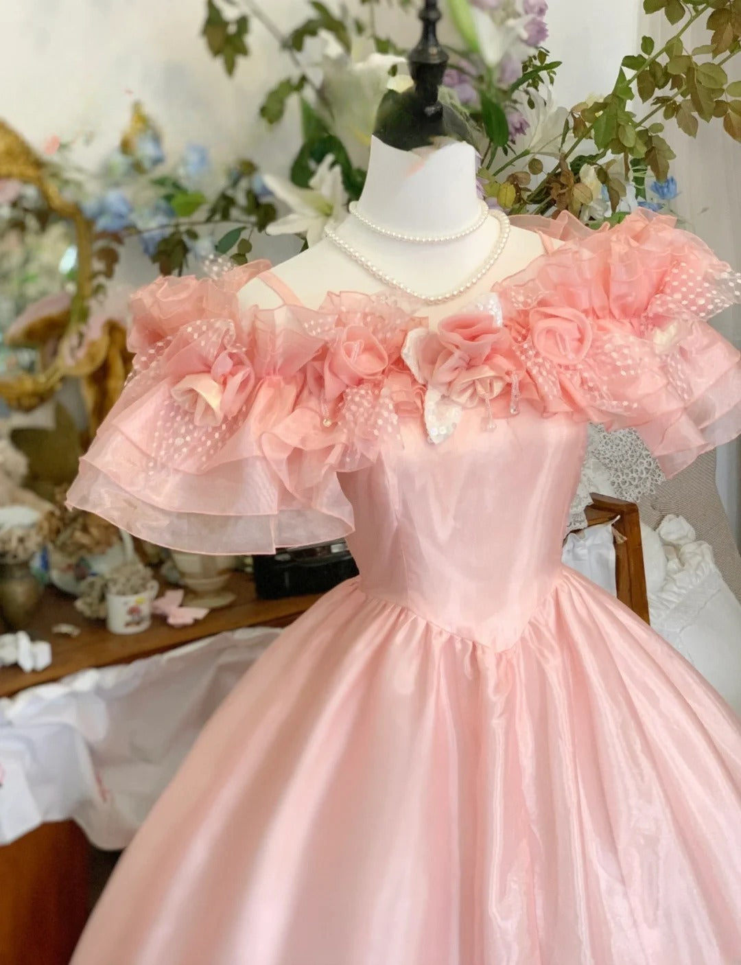 Sweet 16 Dress Ball Gown Off Shouder Pink With Sleeves Vestido De 15 Sweet Sixteen Dress RB9618
