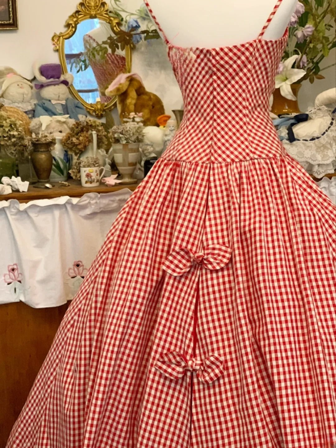 Sweet 16 Dress Ball Gown Red Plaid Spaghetti Straps Vestido De 15 Sweet Sixteen Dress RB9630