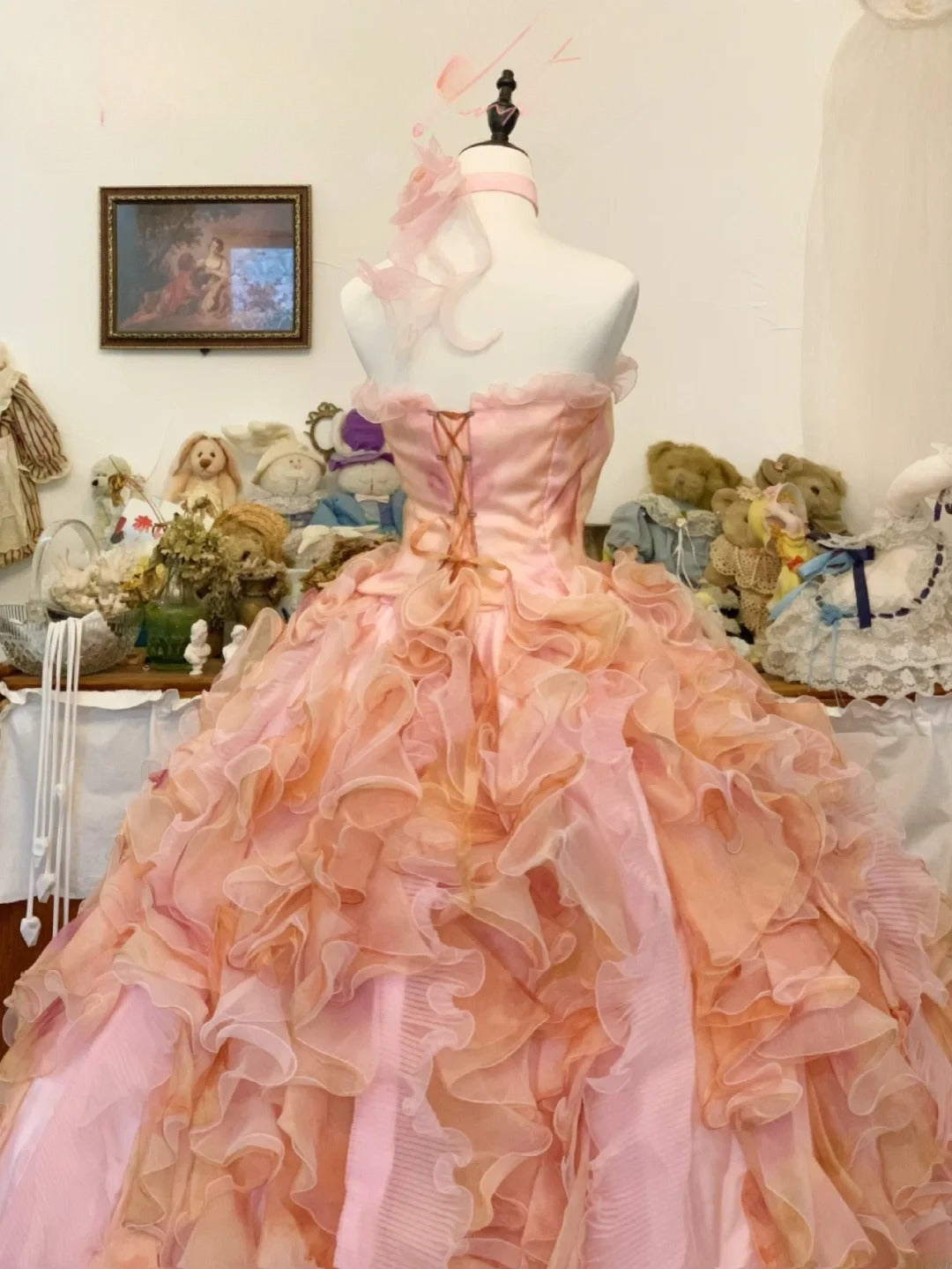 Sweet 16 Dress Ball Gown Strapless Blush Pink Tulle With Tiered Vestido De 15 Sweet Sixteen Dress RB9635