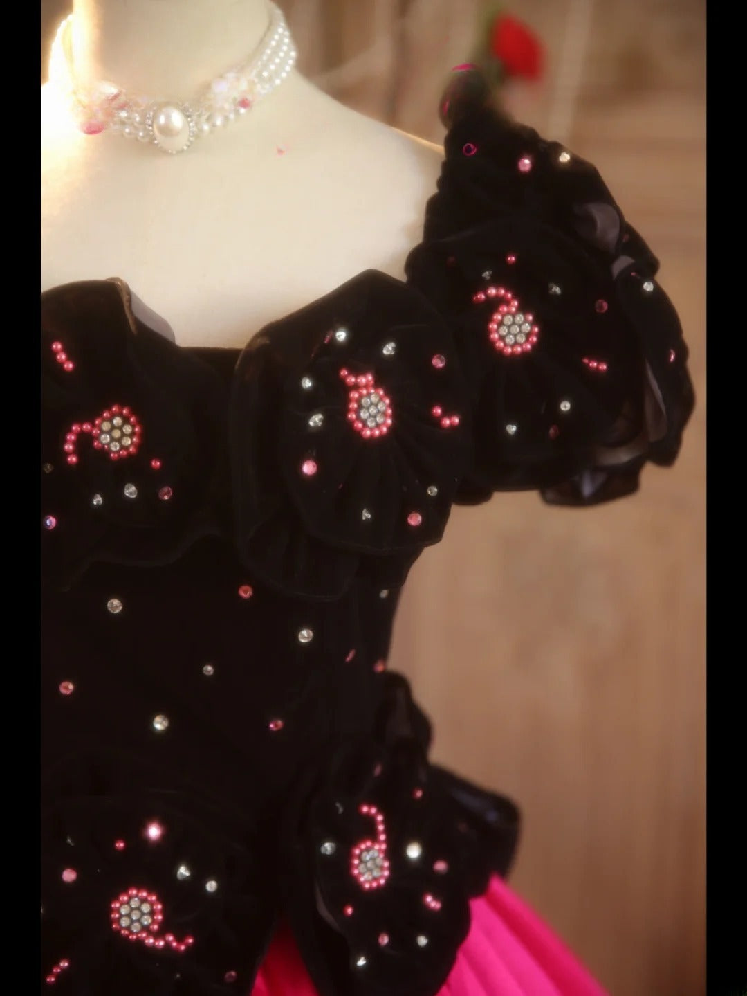Sweet 16 Dress Ball Gown Square Neck Black Velvet Pink With Flowers Vestido De 15 Sweet Sixteen Dress RB9637