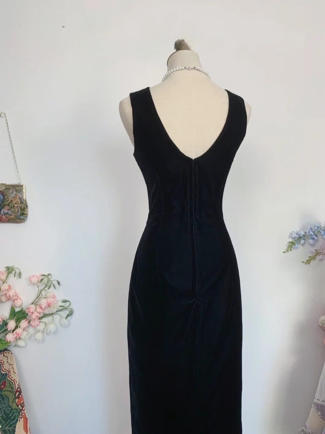 Elegant Sheath Scoop Black Tie Satin Long Prom Dress Floor Length Evening Party Gown RB9648