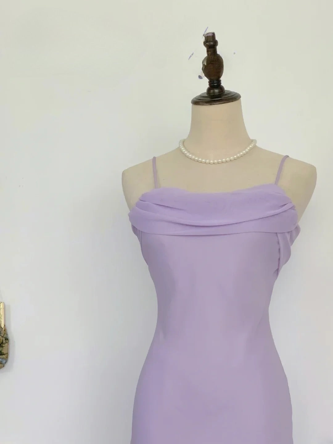 Elegant Mermaid Spaghetti Straps Lilac Chiffon Long Prom Dress Floor Length Evening Party Gown RB9659