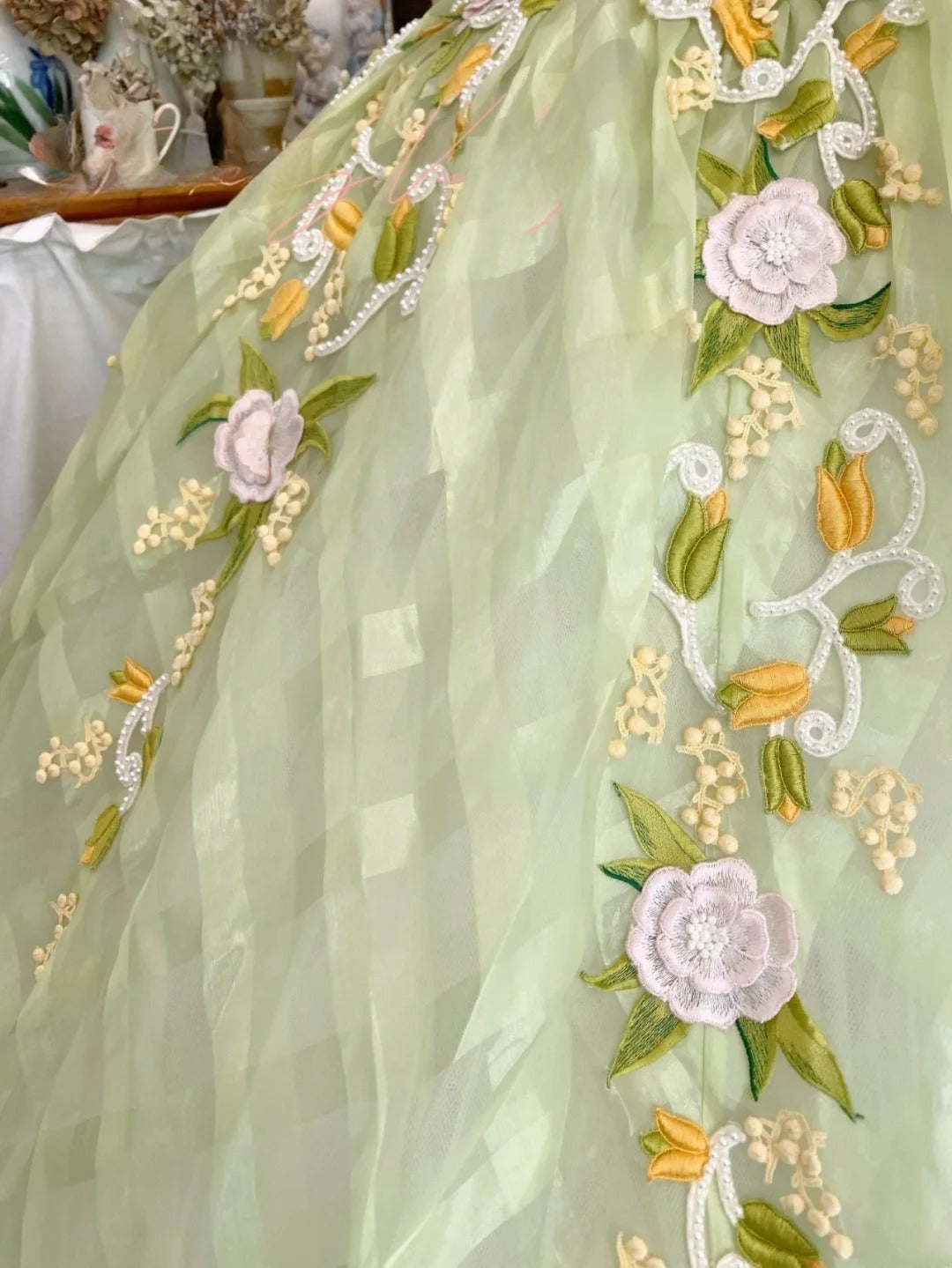 Sweet 16 Dress Ball Gown Green Off Shoulder Floral Lace Vestido De 15 Sweet Sixteen Dress RB9670