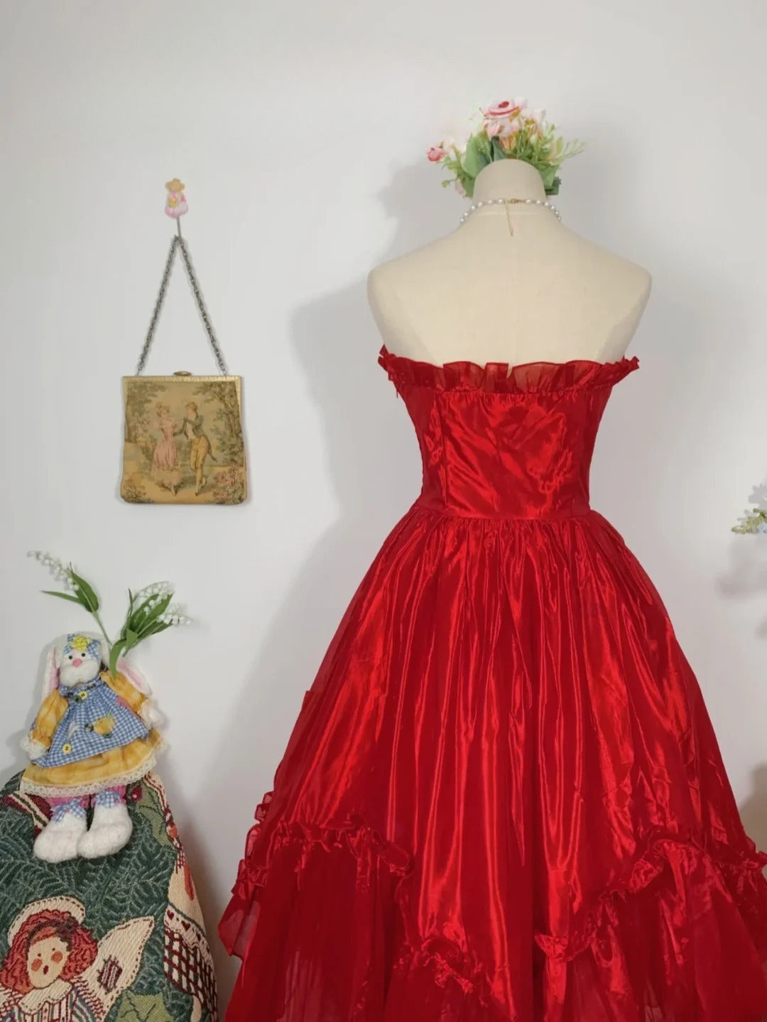 Simple Hoco Dress Ball Gown Sweetheart Red Mid Length Homecoming Party Dresses RB9673