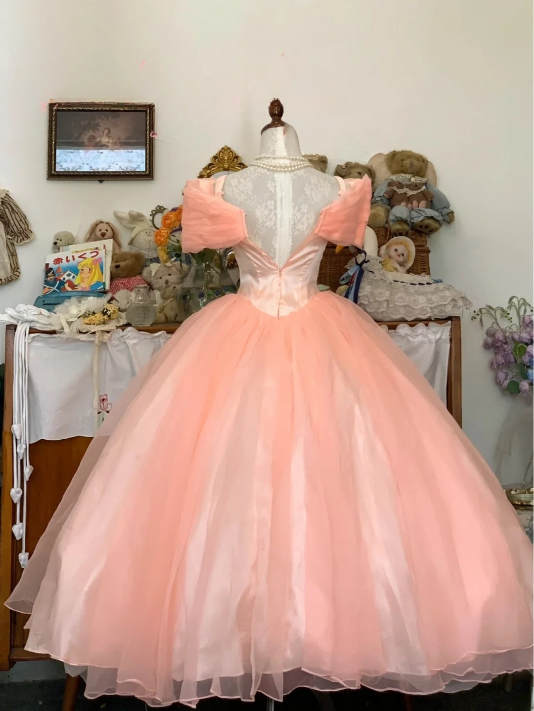 Sweet 16 Dress Blush Pink Ballgown Off Shoulder Tulle With Sleeves Sweet Sixteen Dress RB9723