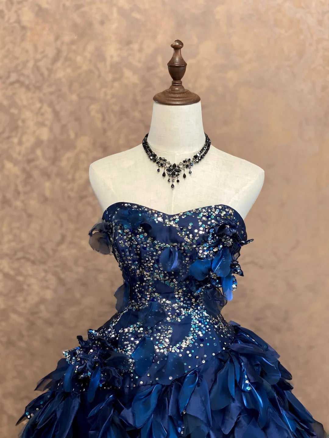 Sweet 16 Dress Navy Blue Ball Gown With Halter Satin Tulle Sweet Sixteen Dress RB9773