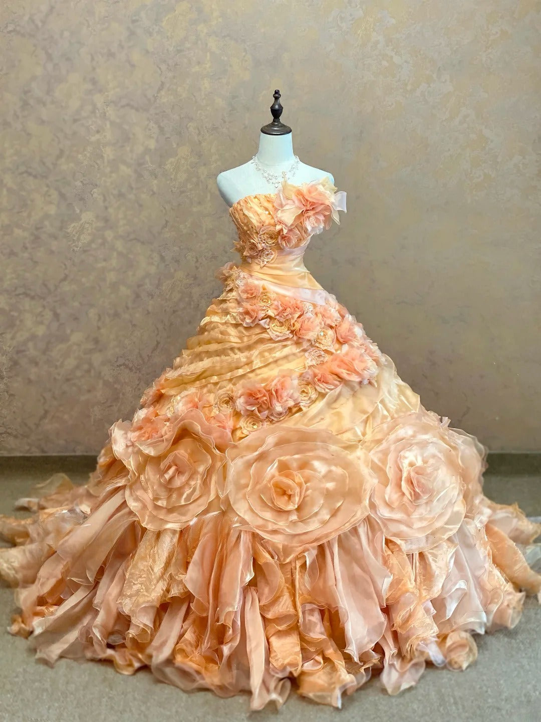 Sweet 16 Dress Blush Pink Ball Gown With Hand Made Flowers Sweet Sixteen Dress RB9775