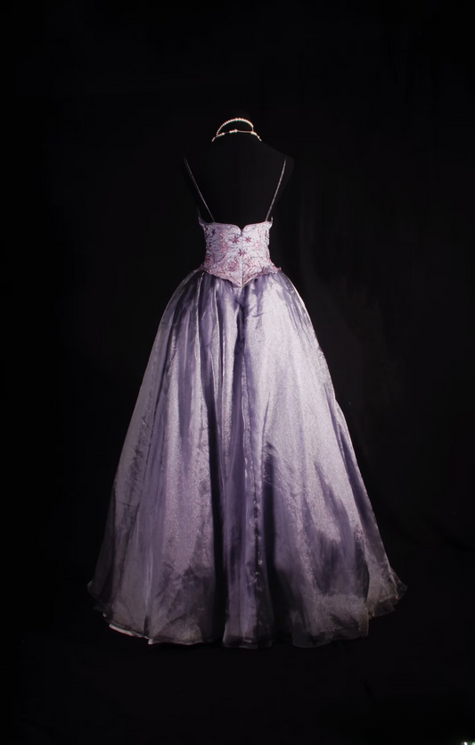 Retro Prom Dresses Ball Gown Spaghetti Strap 80s With Beaded Slit Lilac Sequins Vintage Fashion Long Prom Dresses Party Gowns AU042