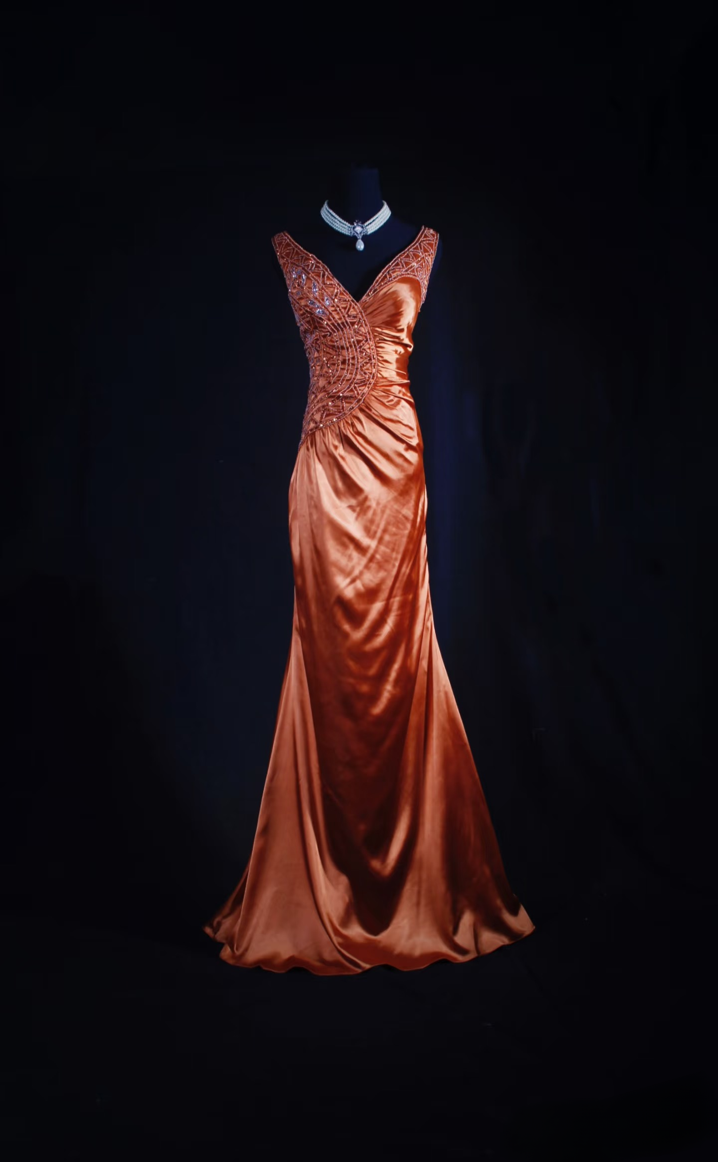 Vintage Prom Dresses 1950s Retro Classy V Neck Rust Red Long Prom Dres – RubyFashionDress