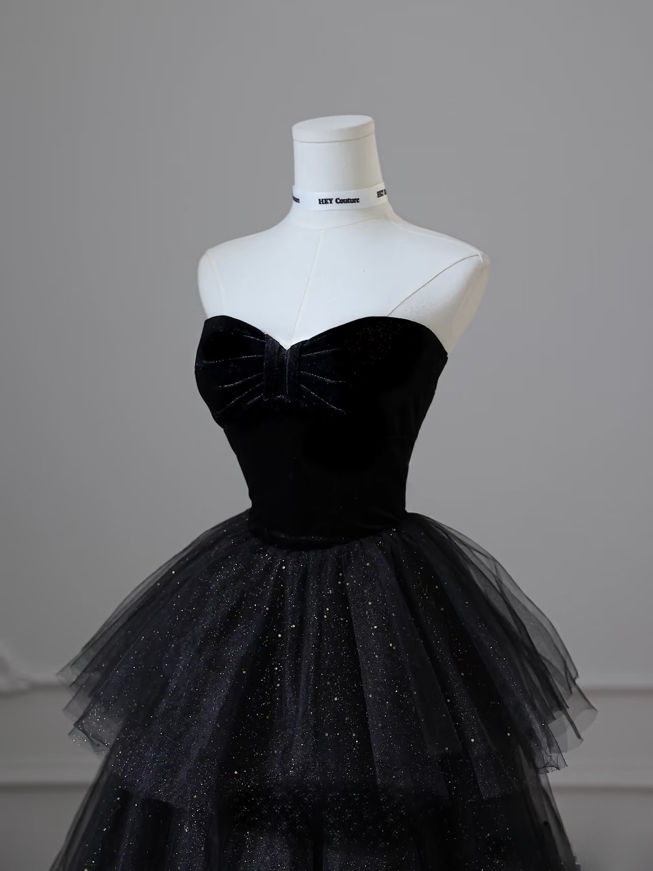 Ball Gown Sweetheart Tulle Black Glam Prom Dresses Inspiration Tulle Prom Gowns Princess Formal Evening Dress AU056