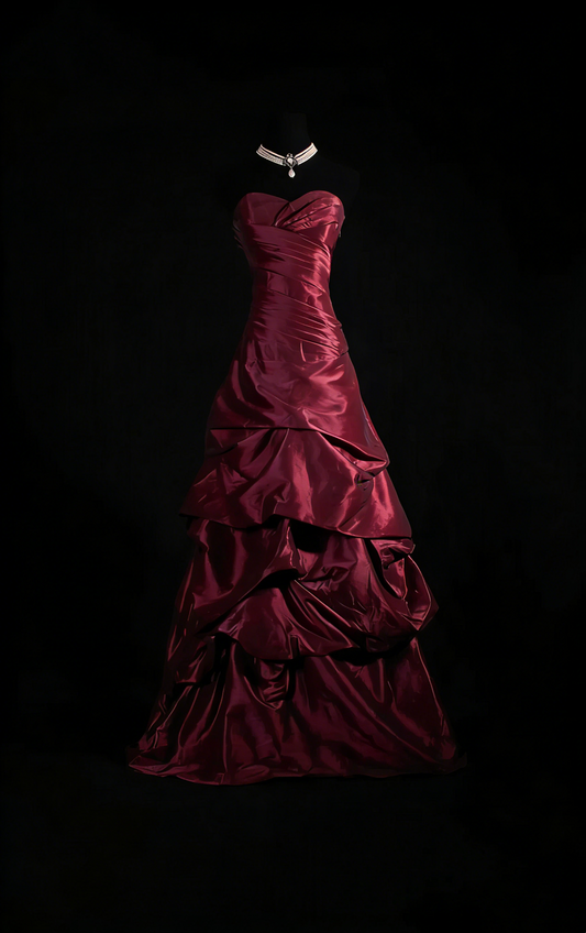 Vintage Prom Dresses 2000s Ball Gown Sweetheart Grape Satin Prom Dress Inspiration Long Prom Dresses AU056