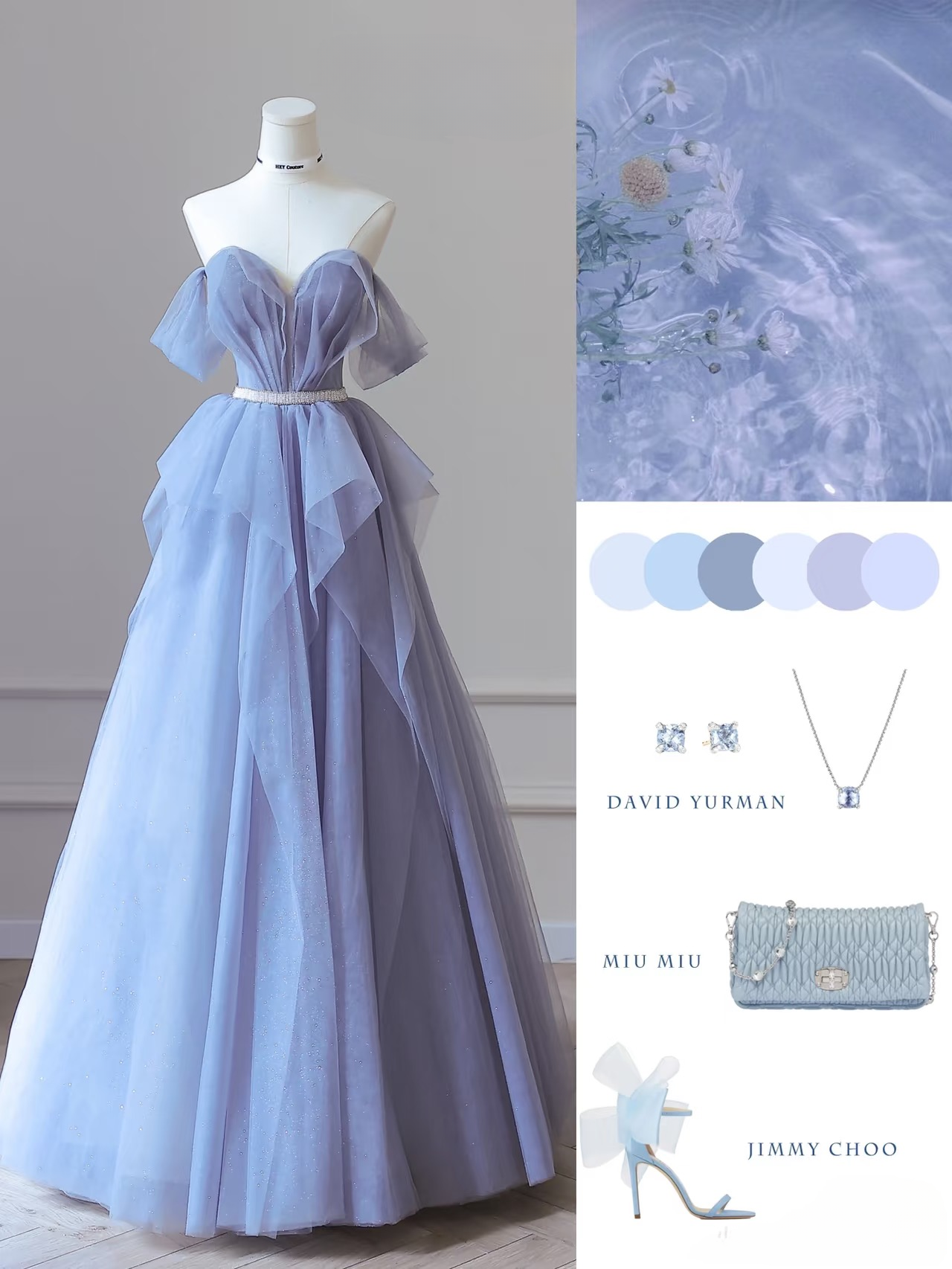 Modest Ball Gown Off The Shoulder Tulle Blue Floor Length Prom Dresses Inspiration Prom Dress Princess Graduation Dress AU060