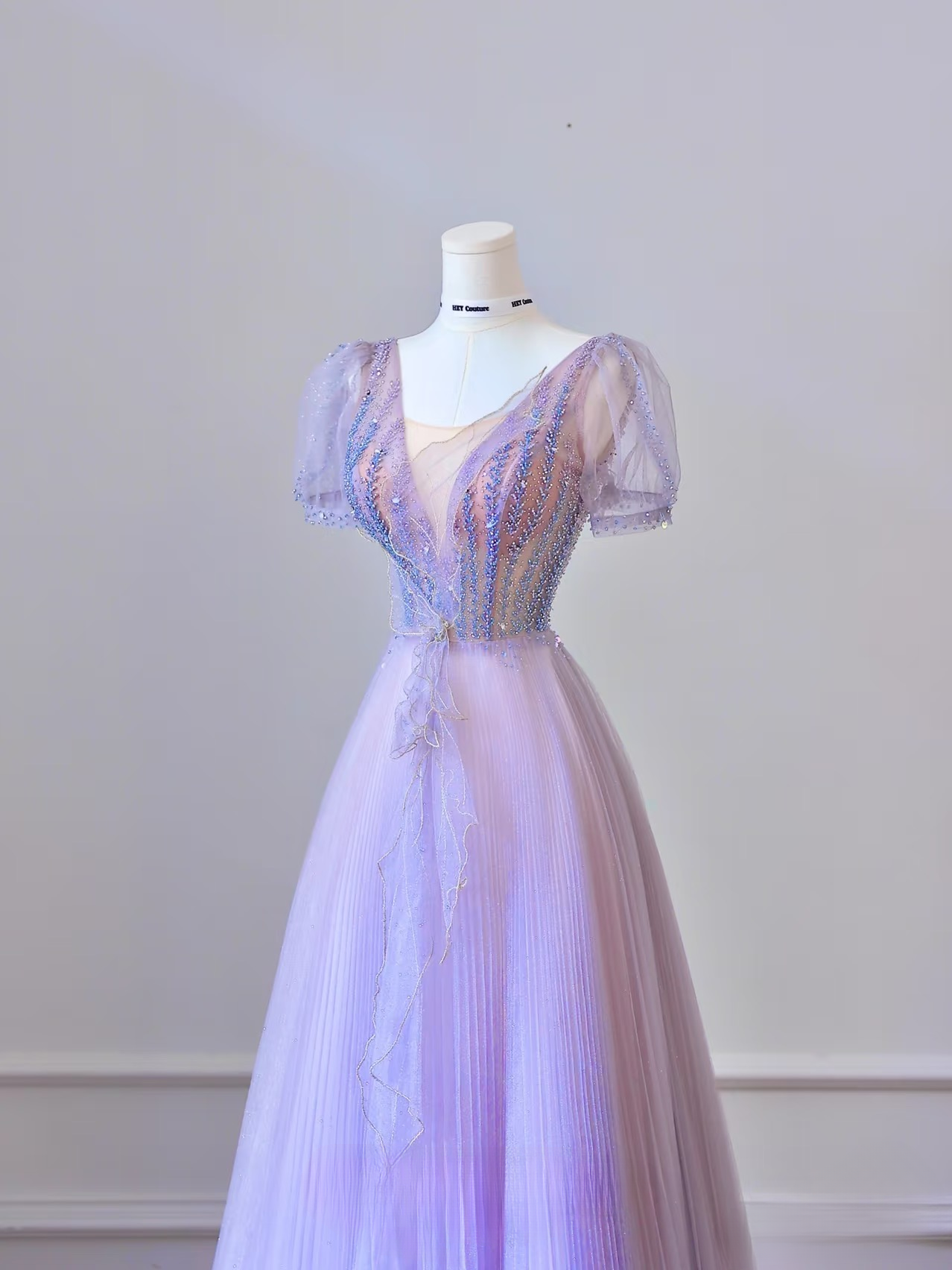 Classy A Line V Neck Tulle Lilac Long Prom Dresses Inspiration Trending Prom Gowns Formal Prom Dress AU063