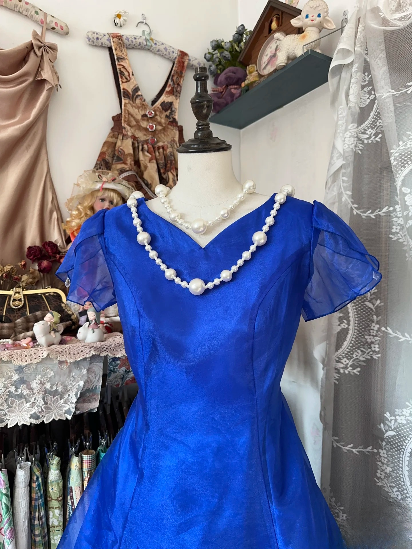 Vintage Prom Dresses 1950s Retro Classy A line V Neck Royal Blue Long Party Dress Inspiration Evening Dresses AU078