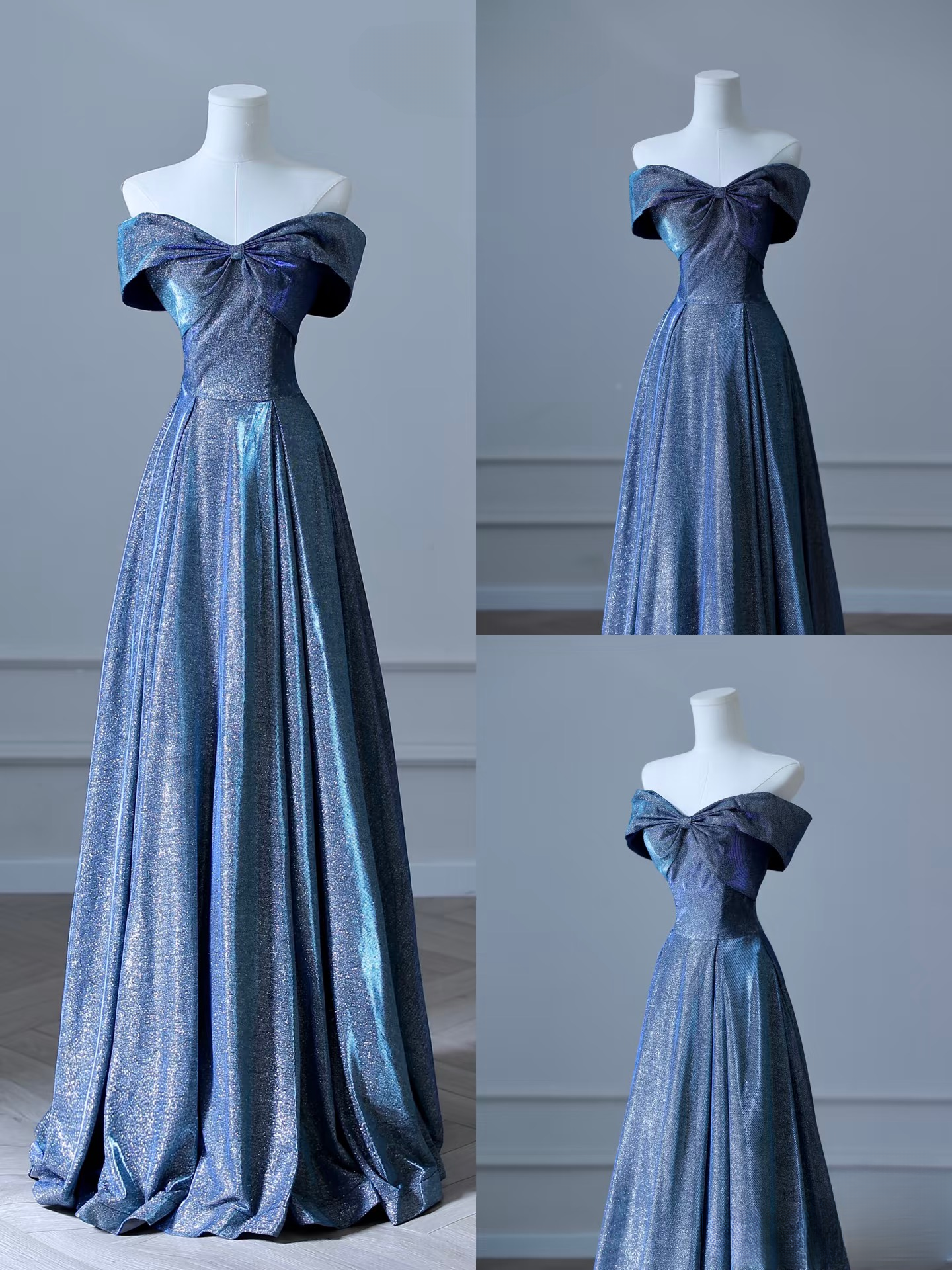 Elegant Ball Gown Off The Shoulder Navy Blue Sequin Prom Dresses Inspiration Trending Evening Gowns Formal Party Prom Dress A112