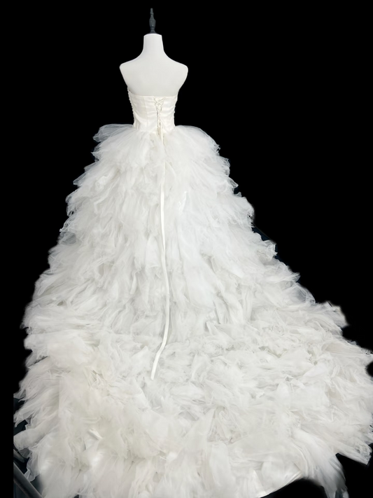 Retro Ball Gown Strapless Tulle Layers Style Long 1950s Inspired Wedding Dress Bride Gowns Wedding Dresses AU115