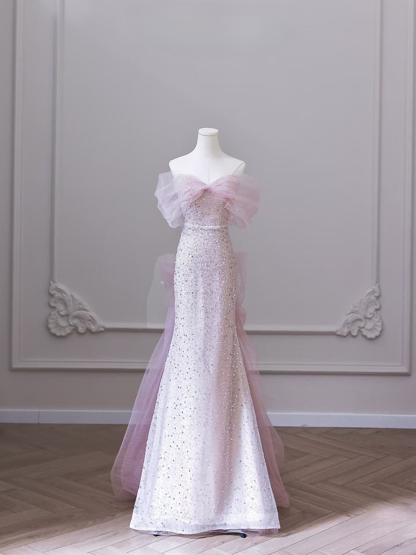 Stunning Mermaid Off The Shoulder Pink Sequin Prom Dresses 2026 Inspiration Prom Dress Princess Graduation Dress AU116