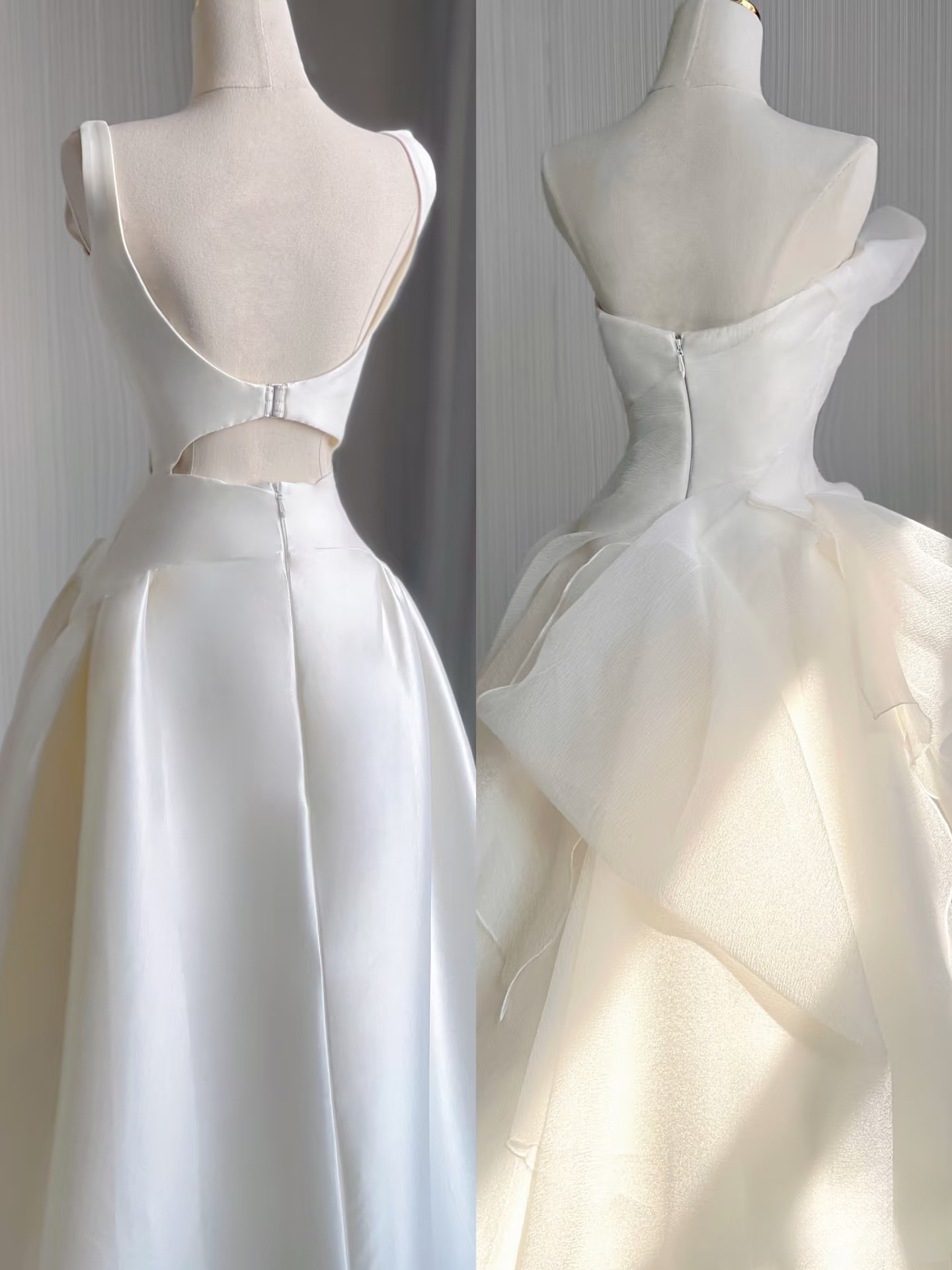 Dreamy A Line White Wedding Dress Fairy Formal Sleeveless Simple Long Wedding Dresses AU129