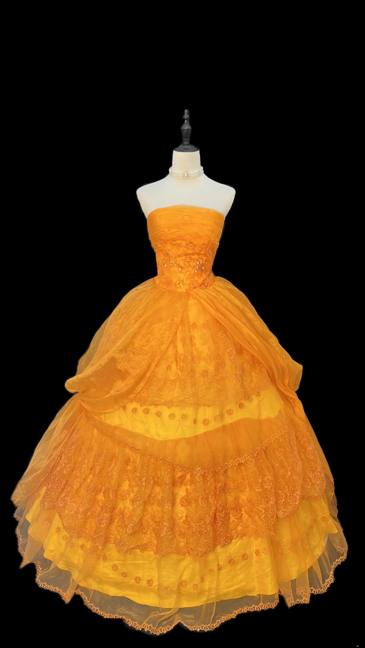 Vintage Prom Dresses 2000s Ball Gown Strapless Tulle Orange Prom Dress Inspiration Long Prom Dresses AU135