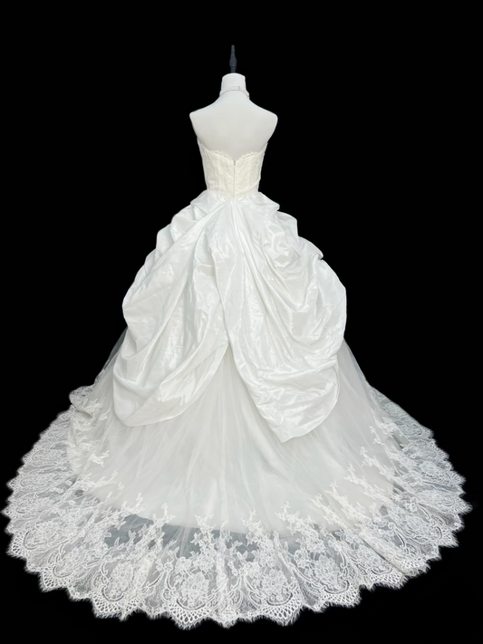 Vintage 50s Retro Wedding Dresses Ball Gown Strapless Plus Size 1980s Lace Vintage Long Wedding Dress Bride Gowns AU138