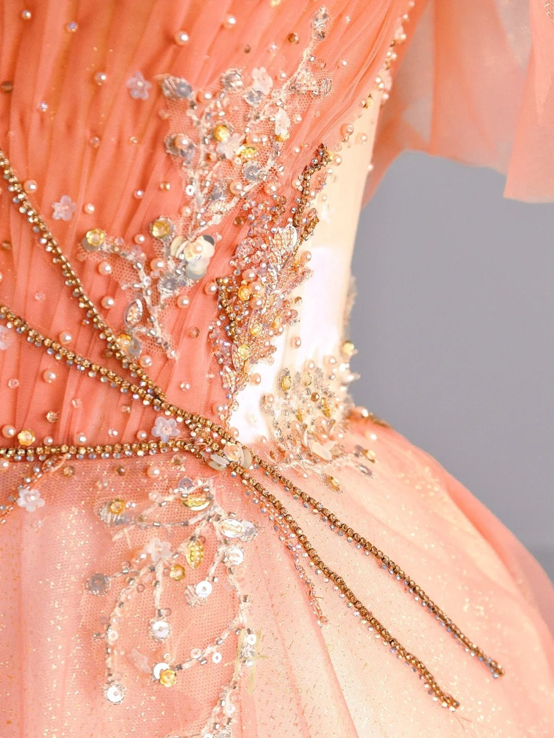 Cute A Line Off The Shoulder Orange Tulle Prom Dresses Long Evening Party Formal Outfits RB6620