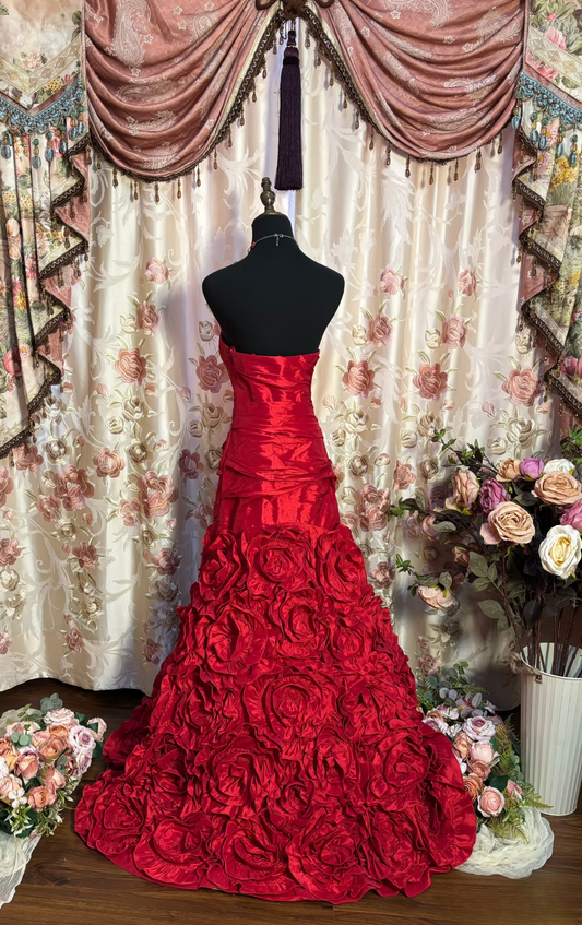 Retro Prom Dresses Mermaid Sweetheart Vintage Fashion Inspiration Red Satin Long Prom Dresses Party Dress Prom Gowns AU198