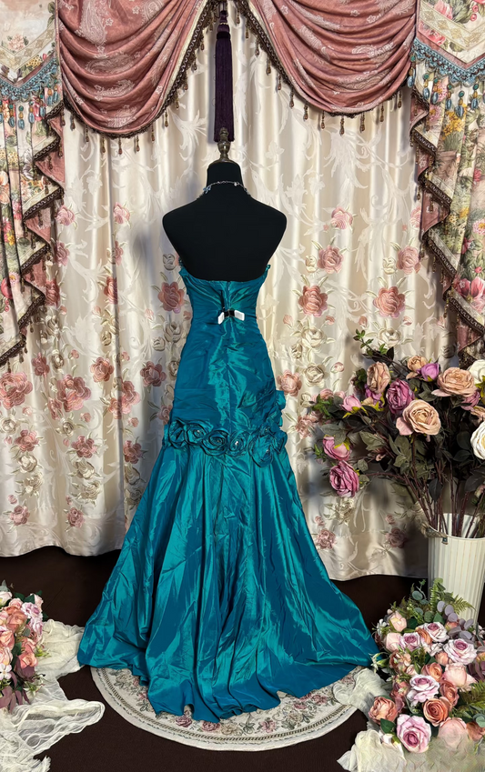 Retro Prom Dresses Mermaid Sweetheart Vintage Fashion Inspiration Teal Blue Taffeta Long Prom Dresses Party Dress Prom Gowns AU200
