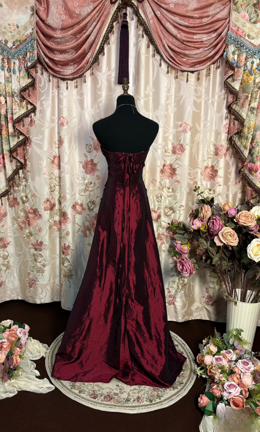 Vintage Prom Dresses 1950s Retro Classy Mermaid Sweetheart Inspo Burgundy Long Prom Gowns AU209