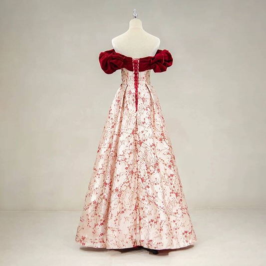 Modest Ball Gown Off The Shoulder Red Satin Long Prom Dresses Party Dress 20th Birthday Outfits Graduation Dress AU222