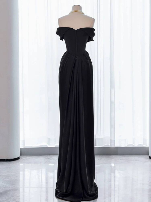 Charming Mermaid Off The Shoulder Black Satin Prom Dresses Inspiration Prom Dress Princess Graduation Dress AU236